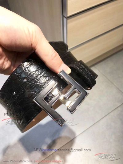 AAA Fake Fendi Crocodile Belt For Sale - SS Buckle